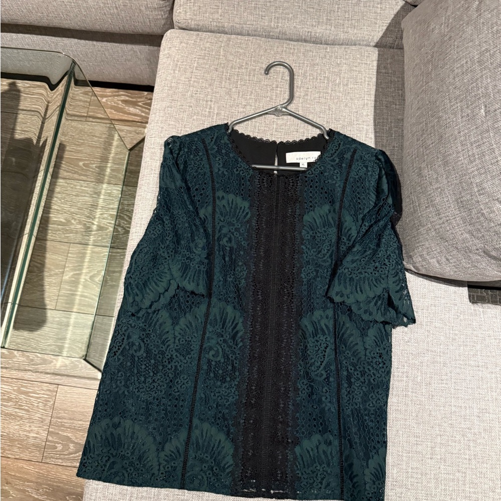 Adelyn Rae Dark Green Lace Blouse